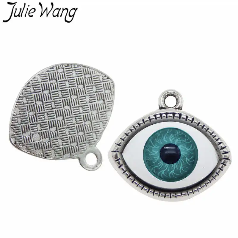 Julie Wang, 7 шт., сплав, человеческий сглаза, амулеты, пластмассовый глаз, многоцветное ожерелье, Подвески, браслет, аксессуары для изготовления ювелирных изделий
