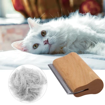 

Wood Groom Brush vis LOGO Deshedding Grooming Tool, Professional Pet Wooden Groomer, Ergonomic Design Comb