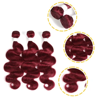 99J/Burgundy Human Hair Bundles With Frontal X-TRESS Brazilian Non-remy Body Wave Human Bundle Hair Weaves With Lace Frontal 3