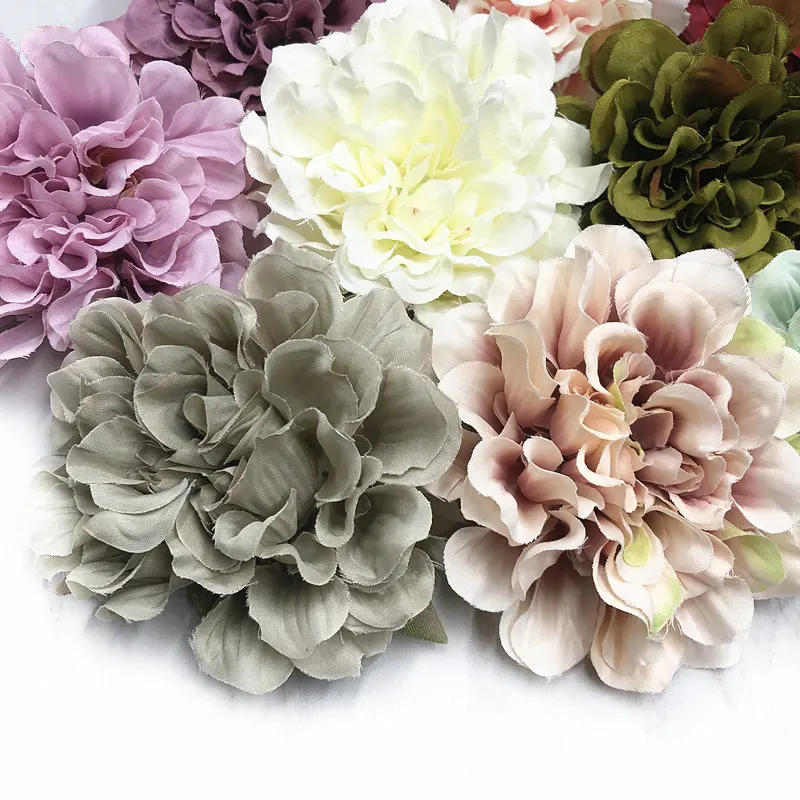 YOOROMER 5pcs silk retro peony flowers home decoration wedding flower wall bridal tiara gift diy artificial flowers