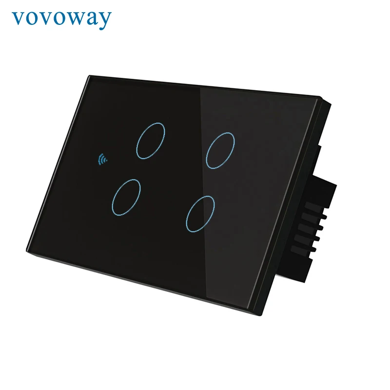 

Vovoway US Touch switch home wall stick light switch wifi network connection mobile phone APP remote control,4gang AC110V-220V