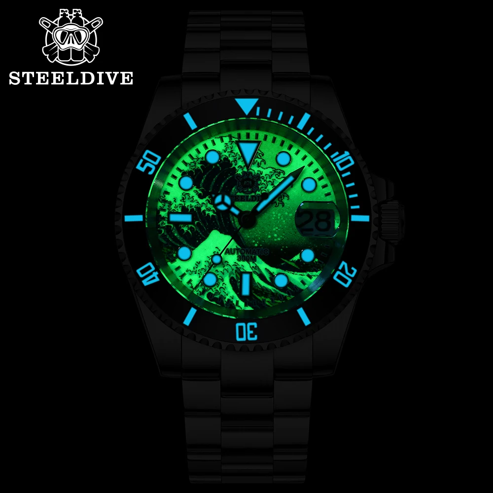 時計 Steeldive SD1953 Automatic Watch Green Steeldive SD1953, Black - Green, NH35, Sapphire, Lume, 300m