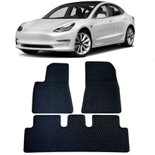 Полный комплект на заказ подходят Всепогодные коврики для Tesla модель 3, черный(комплект из 3 предметов