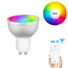 GU10 Wifi умная Светодиодная лампа RGBW с входным напряжением 5 Вт светодиодные лампы дистанционного Управление 1/2/3/4 шт. лампа Bombillas с регулируемой яркостью освещения приложение Tuya работает с Amazon Alexa