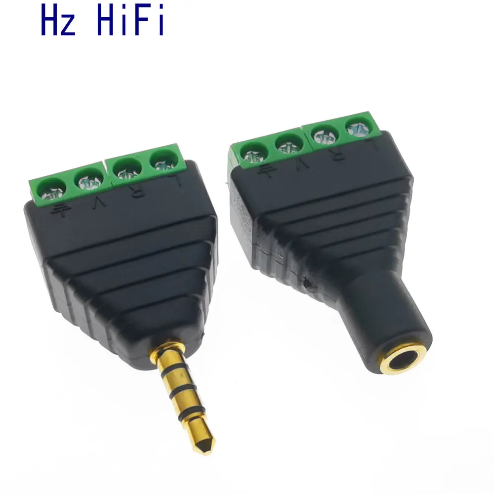 1PCS Male Female Video AV Balun 3.5mm 4 Pole Stereo Male to AV Screw Terminal Stereo Jack 3.5mm female 4pin Terminal Block