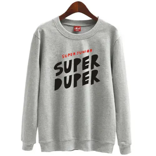 Mainlead Kpop SUPER JUNIOR REPLAY унисекс Толстовка супер пупер для мужчин и женщин SJ хлопковый пуловер - Цвет: GRAY