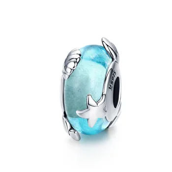 

Qikaola Light Blue Murano Glass Beads for Women Jewelry Making Sterling Silver Starfish Charm fit Charm Bracelet C1257