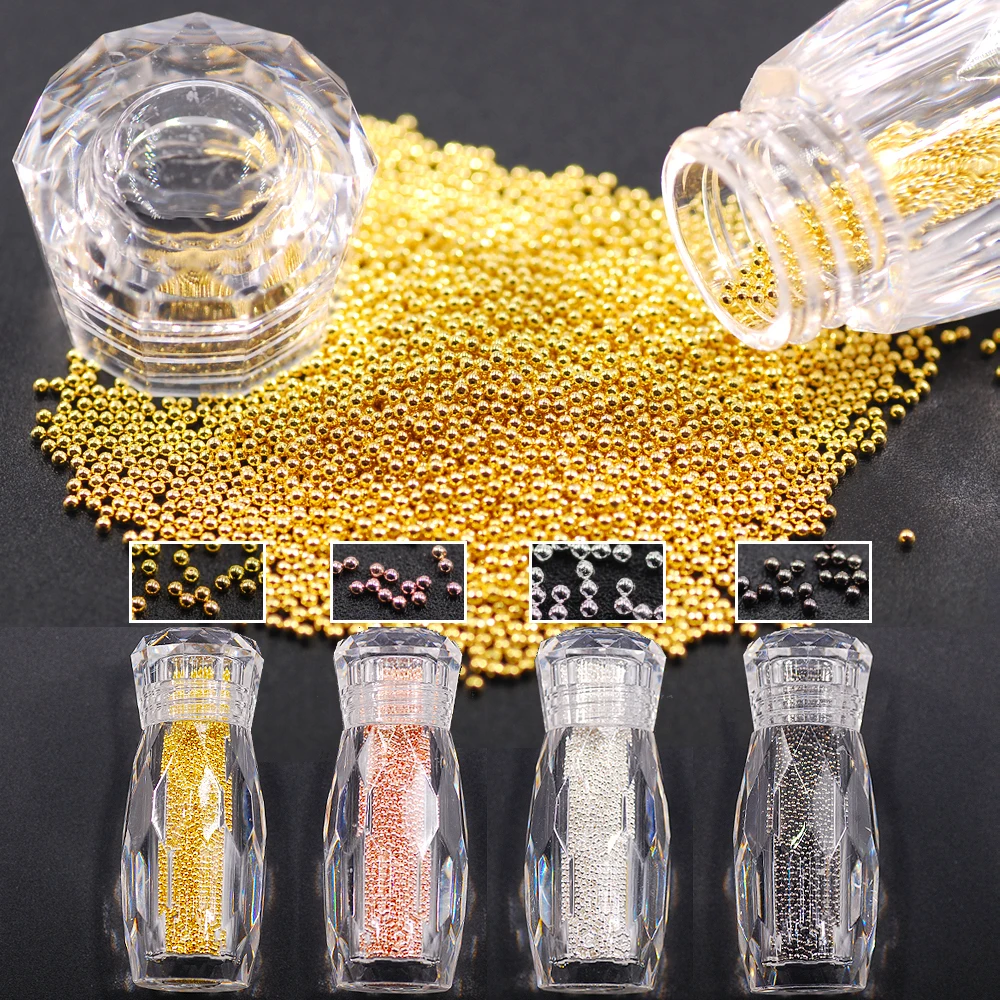 

0.8MM Metallic Caviar Nail Beads The Shape Of Round For Nail Art Decoration 3D Metal Nail Ball Set Of 4