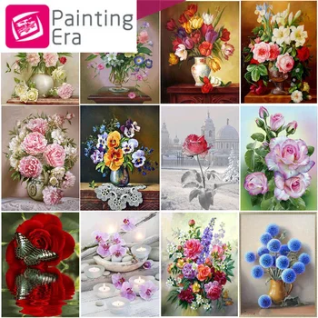 

2020 diamond painting cross stitch flower Rhinestone Handicraft Kits vase rose peony lily magnolia art home decoration for gifts