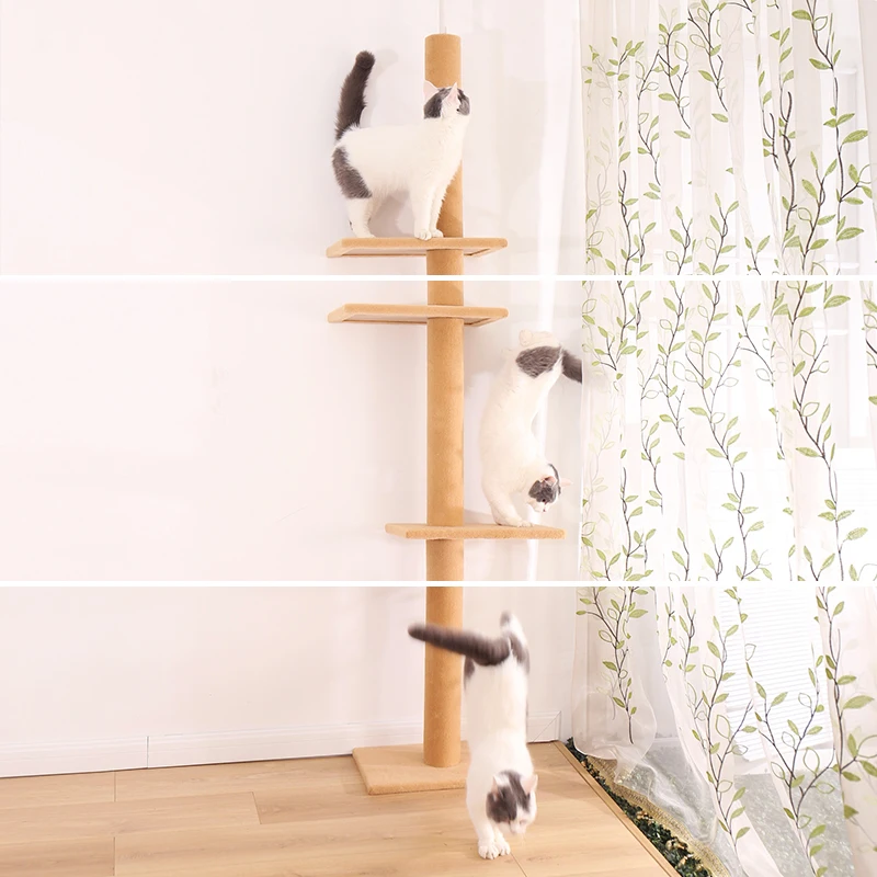 H228cm Cat Tree Toy Condo Cat Climbing Tree Multi-layer With Hammock Cat House Furniture Scratching Solid Wood Posts for Cats