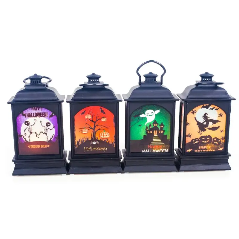 

2019 Halloween Vintage Pumpkin Castle LED Painted Light Hanging Wind Light Portable Hanging Lantern Party Supplies