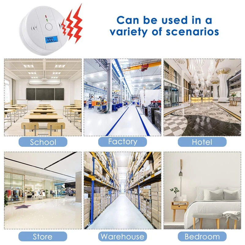 Carbon Monoxide Gas Detection,Co Detector Alarm Lcd Portable Security Gas Co Monitor,Battery Powered,Alarm Clock Warning(9V Bat