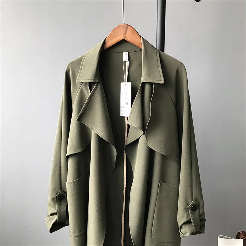 Brand New Women Long Trench Coat With Pockets 2020 Vintage Windproof Woman Trench Coat Casaco Open switch Trench Coats Q3305Y (11)