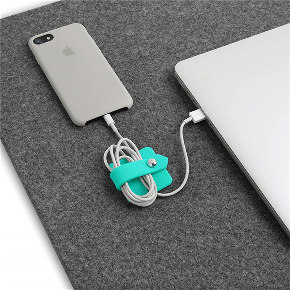 Silicone Phone Cable Organizer Earphone Cable Organizer Cable Manager Headphone Earbud Holders Cable Winder Black Green images - 6