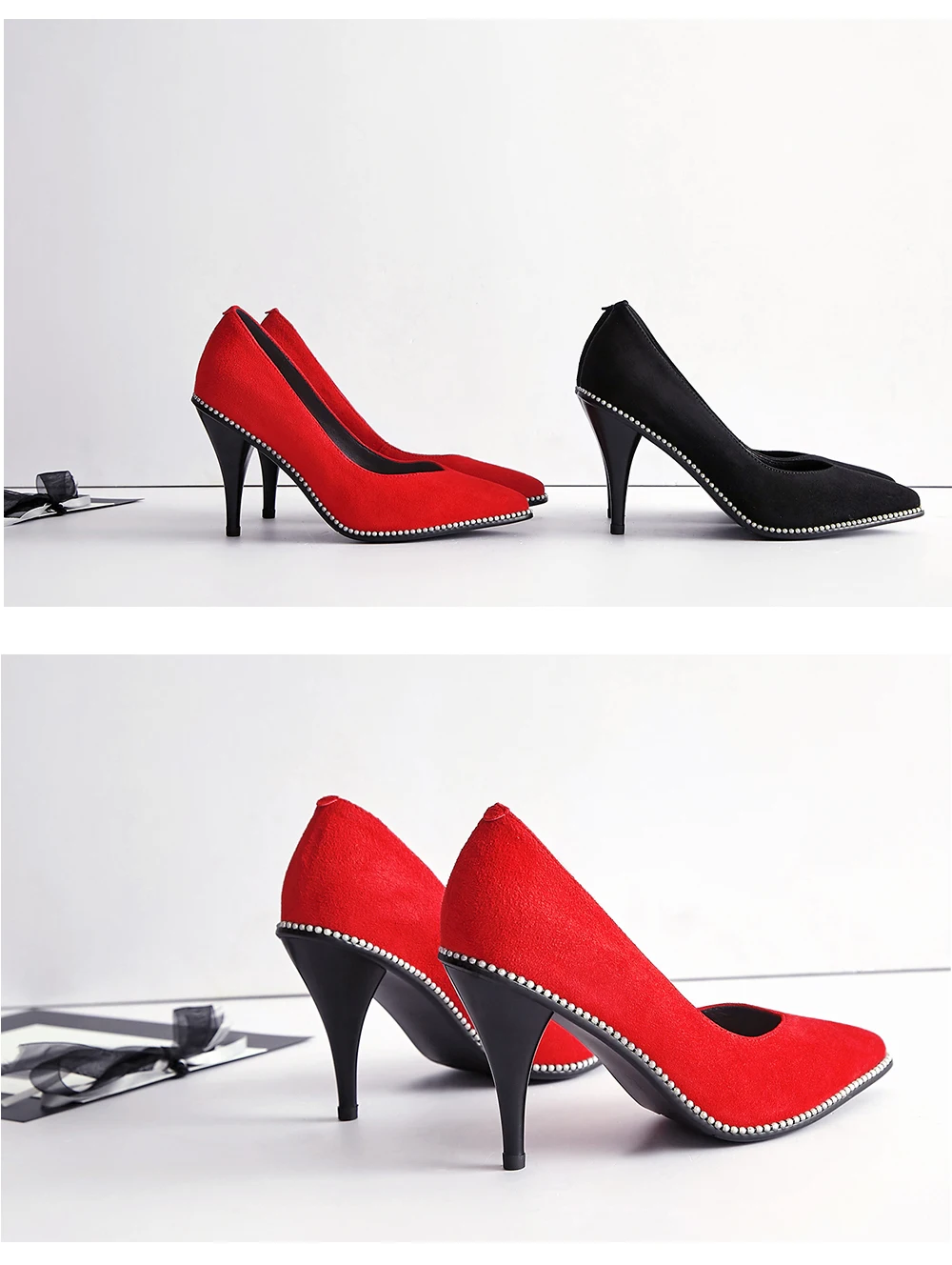 VAIR MUDO/женские туфли-лодочки; модные замшевые туфли на тонком высоком каблуке; цвет черный, красный; сезон весна-лето-осень; женская обувь; D45L
