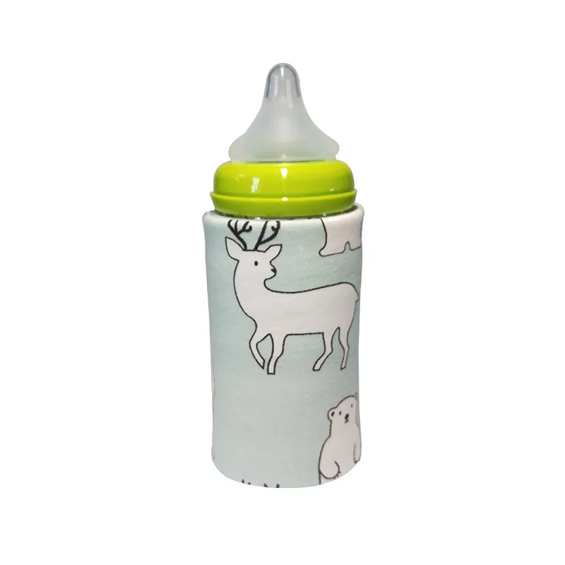 Портативный Подогреватель бутылочек для путешествий, для малышей, для детей, с рисунком молока, воды, USB, чехол с рукавом, для младенцев, нагревательная пленка - Цвет: C