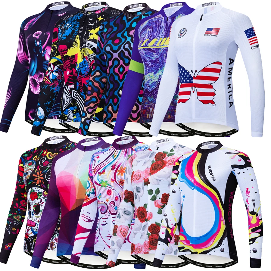 buy Weimostar 2019 Cycling Jersey Women Long Sleeve mtb Motocross Jerseys Autumn Quick Dry Bike Shirt Maillot Ciclismo Mujer Camisa