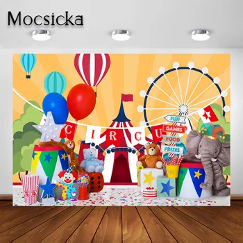 

Mocsicka Circus Carnival Backdrop Baby Newborn Photo Background for Photo Shoot Circus Birthday Party Decorations Supplies