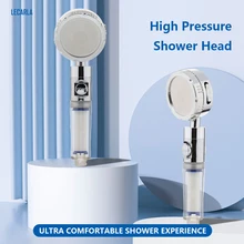 

High Pressure Shower Head 3 Modes Adjustable Water Saving Switch Button with Universal Fitting Bathroom