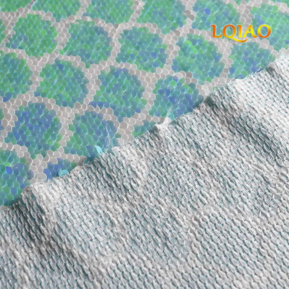 Light Mint LIght Blue Memaid Sequin Fabric 004