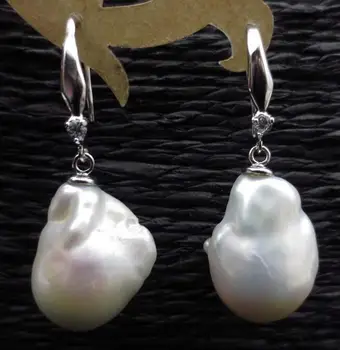 

baroque 13-16mm nucleated genuine freshwater pearl earring dangle