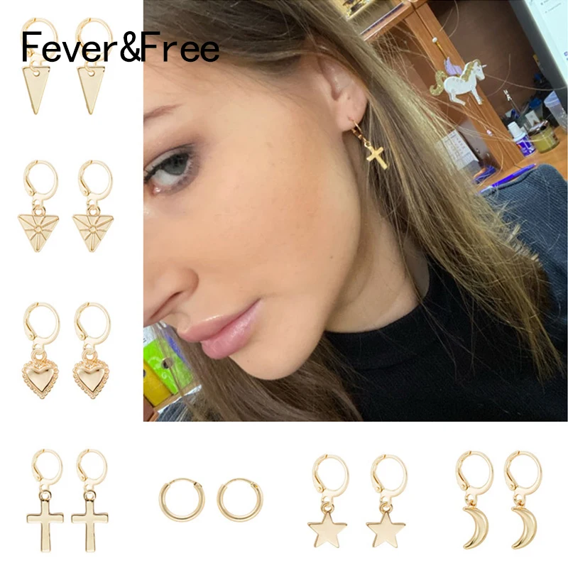 Женские маленькие висячие серьги Fever & Free корейские подвески золотистого цвета
