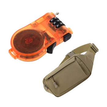 

FGGS-1 Pcs 3 Feet Cable Lock Retractable Combination for Luggage Cycling & 1 Pcs Multifunction Waist Belt Bum Bag Men's Vintage