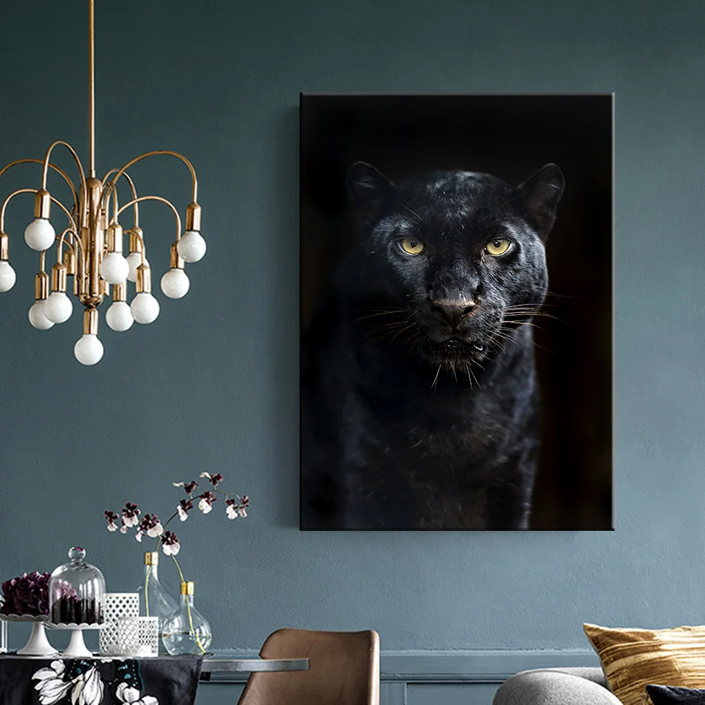 

Home Decor Posters And Prints Animals Black Panther Picture Canvas Painting Wall Art Modern Bedroom Living Room Cuadros Modular