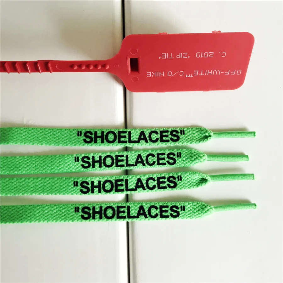 Ruiyi печать "шнурки" черный белый оранжевый зеленый синий OW подписанные шнурки для выключения обуви овальные плоские шнурки - Цвет: Green