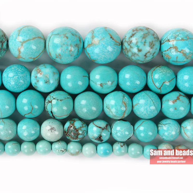 Natural Mongolia Turquoises Round Loose Beads 15" Strand 4 6 8 10 12MM Pick Size For Jewelry Making loose stone beads,natural stone beads,loose beads,stone beads,beads for jewelry making
