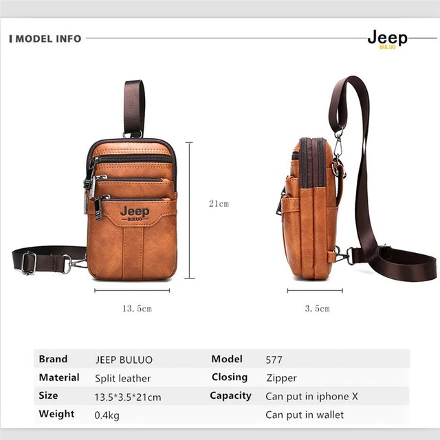 JEEP BULUO Multi-function Small Sling Chest Bag Legs Waist Bag For Man New Fashion Casual Crossbody Men Messenger Bags 2