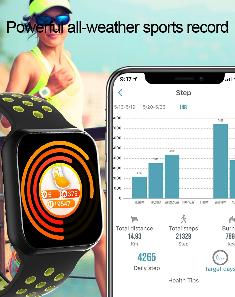 Wearpai F8 умные часы мужские IP67 водонепроницаемые носимые устройства монитор сердечного ритма цветной дисплей спортивные часы для Android IOS