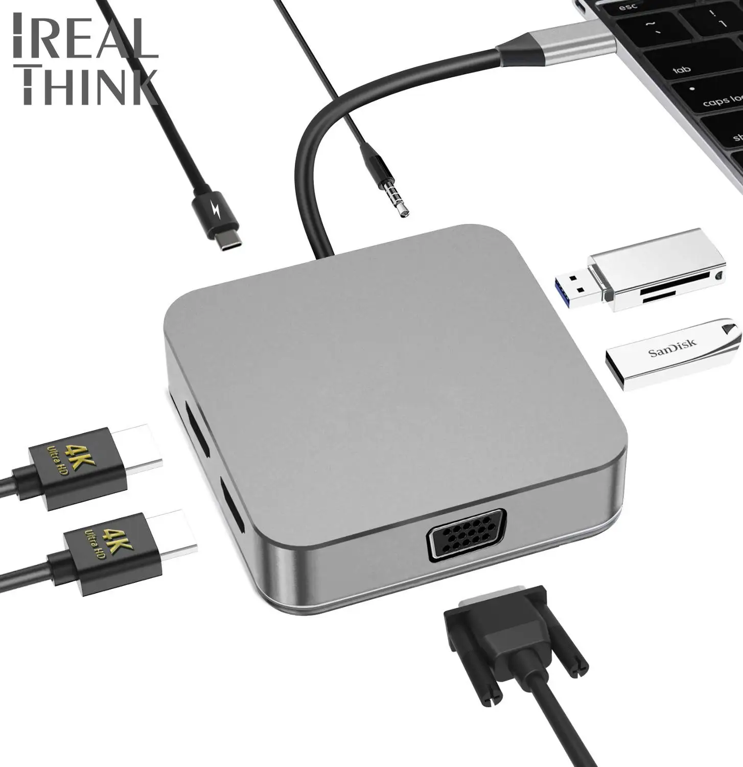IRALTHINK type C USB C концентратор двойной HDMI дисплей адаптер Macbook Pro концентратор Универсальная док-станция сплиттер usb-хаб