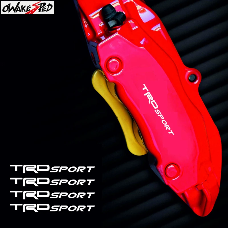 

For Toyota TRD Sport 4PCS Car Temp Brake Caliper Stickers Rims Alloy Wheels Curved Vinyl Decals Auto Doorknob Decor Sticker