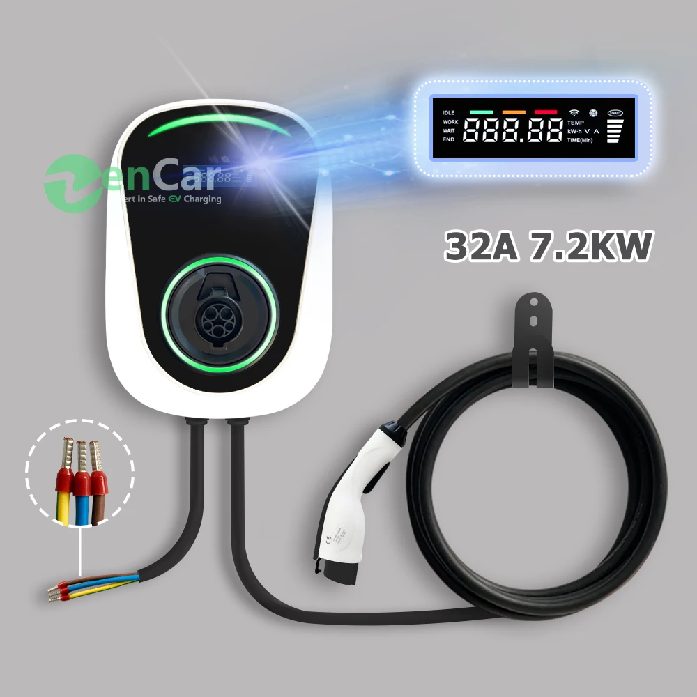 DUOSIDA EV Charging Station 32A 7.2kW J1772 Level 2 EVSE Type 1 Extension Electric Vehicle Charger Wallbox for Leaf