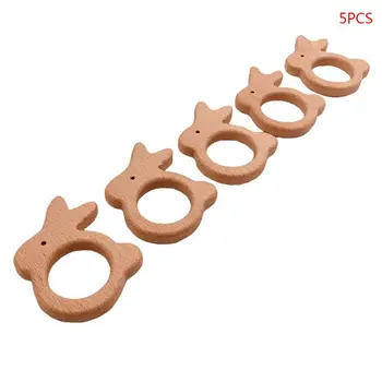 

Baby Rabbit Beech Teether Infant Teething Chewing Soother Molar Toys Pendant 23GD