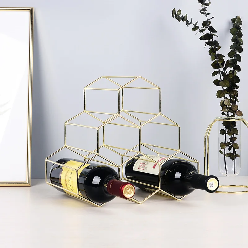 Геометрический Винный Стеллаж простой бытовой винный стеллаж для винограда для ресторана гостиной барная подставка для вина металлический винный шкаф
