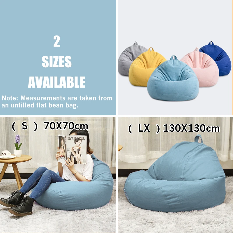 Günstig 2 größen 11 Farben Faul Sofas Abdeckung Stühle ohne Füllstoff Leinen Tuch Liege Sitz Sitzsack Hocker Puff Couch Tatami wohnzimmer