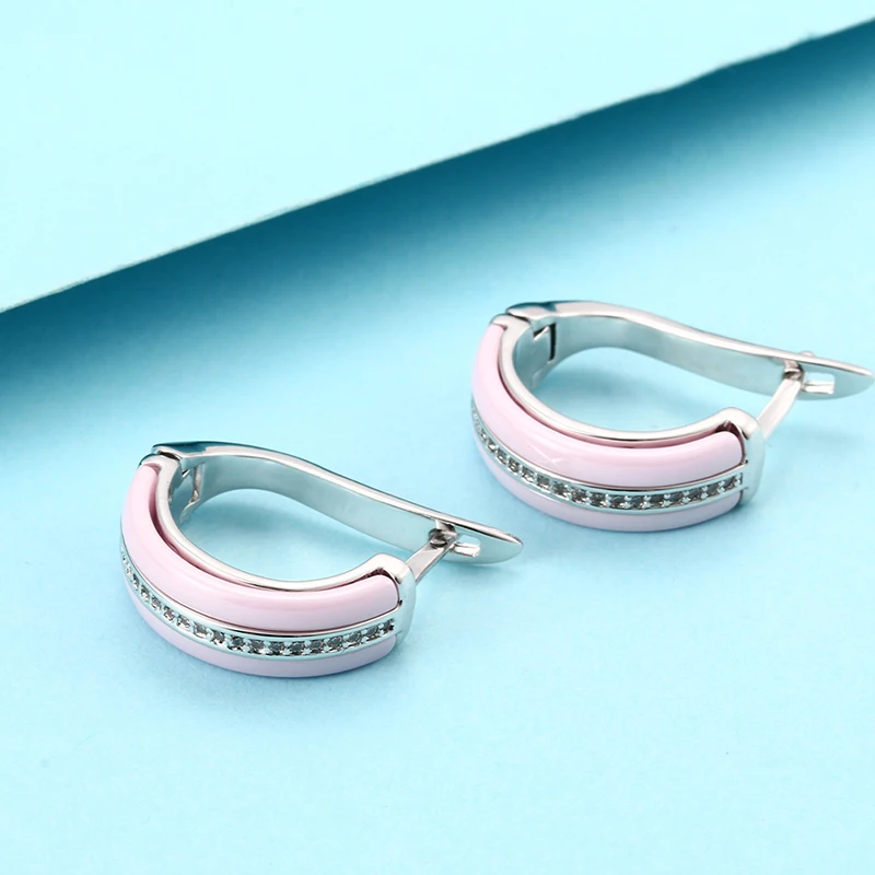 Elegant Ceramic Wedding Earrings with Cubic Zirconia