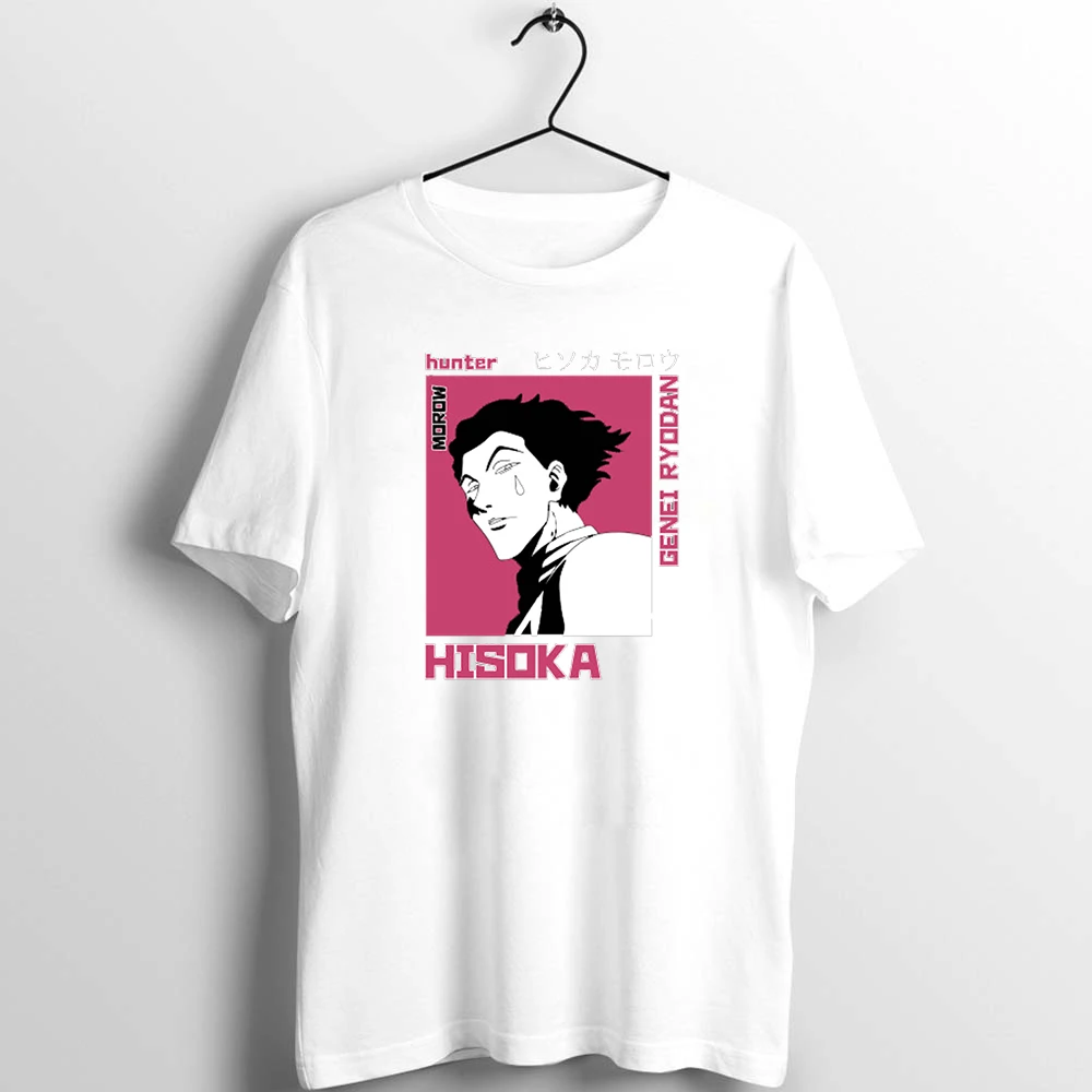 

HUNTER X HUNTER HISOKA MOROW print T shirt Japaness Anime Tees basic white unisex Short Sleeve T shirts Female Summer Tops