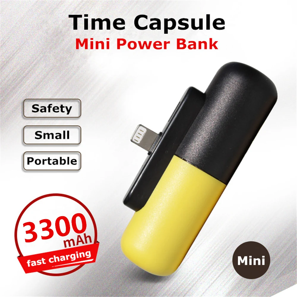 

3300mAh Capsule Portable Power Bank USB Battery Charger for iPhone Samsung Huawei OPPO Travel Mini Pover Bank Battery Charger