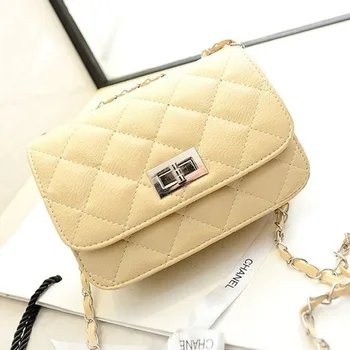 

Fashion new handbags High quality PU leather Women bag Small incense wind chain Lozenge Shoulder bag Lock Stereotypes lattice