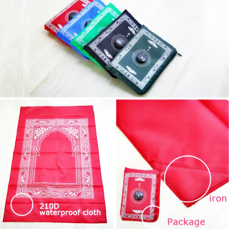 60x100CM Portable Prayer Blanket/MAT with Compass CORNER Metal Ramadan Festival Islam Muslim Travel Rug Gift Supplies | Дом и сад