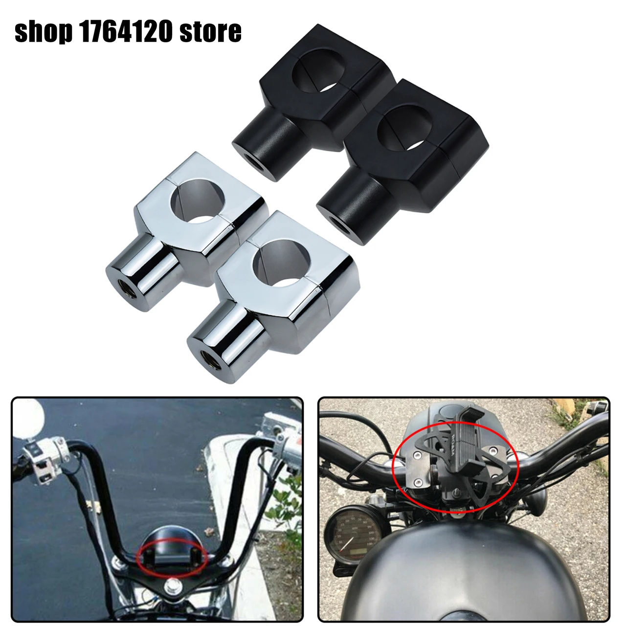 1&quot Handlebar Risers Clamp For Harley Dyna Sportster Softail Custom Honda VTX 1300 C Yamaha V-Star 650 Classic Suzuki | Автомобили и