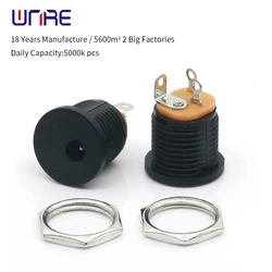 DC-022 DC Power Socket Female Jack Screw Nut Panel Mount Connector DC022 5.5*2.1MM 5.5X2.5 With Waterproof Cap