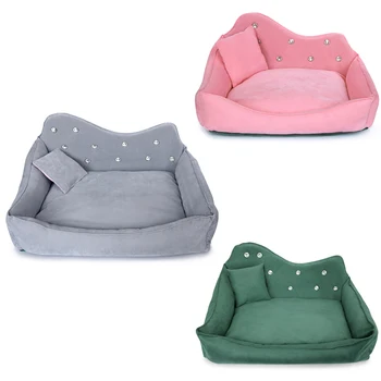 

CSS Pet Nest Luxury Diamond Pink No Pilling Dog Bed Moisture Proof Anti-Slip Pet Pad Removable Easy Cleaning Pet Sofa