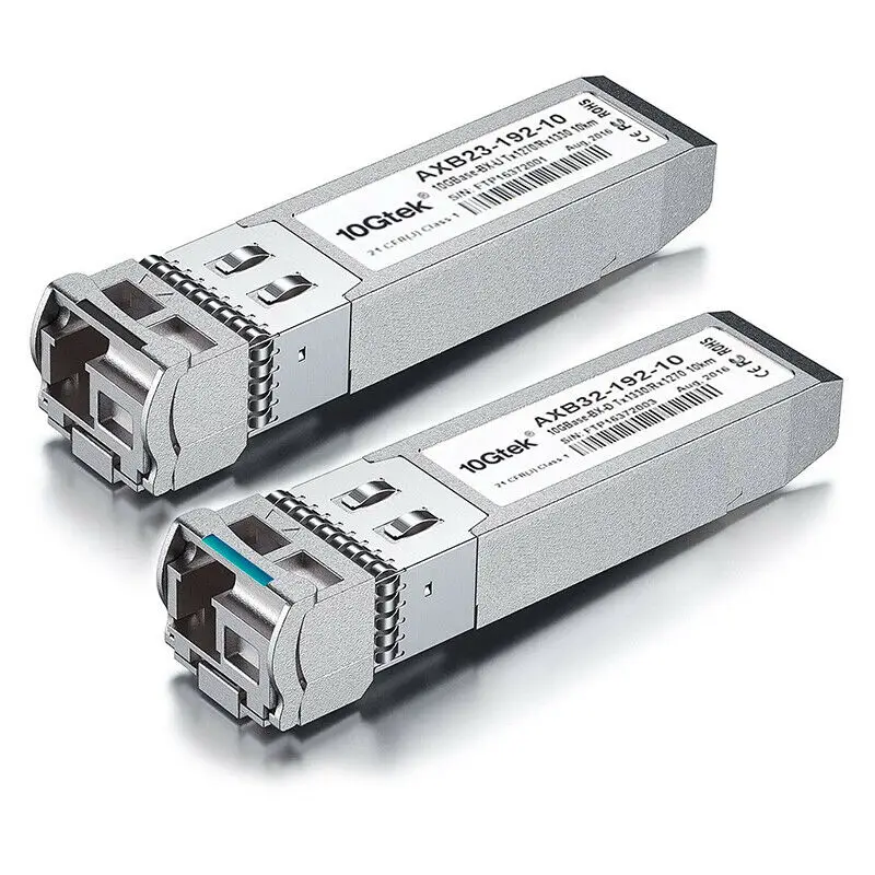 a Pair of 10 Gigabit SFP+ Bidi Single-Mode Transceiver, 10GBASE-LR BIDI Single LC Module for CSC, 1270nm/RX1330nm, up to 10-20km