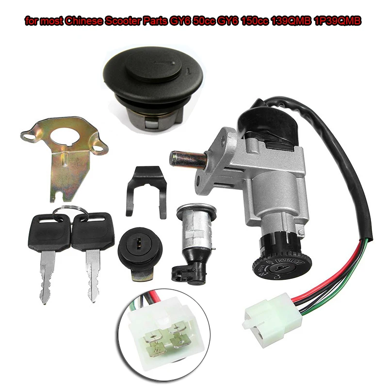

Ignition Key Switch Cylinder & Door Lock Set For GY6 139QMB 50 Series Scooter