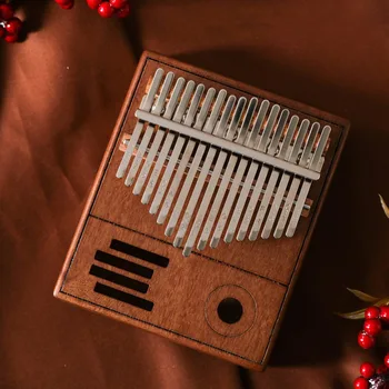 

New 17 Keys Kalimba Wood Mahogany Thumb Piano Finger Percussion Musical Instrument with Tuning Hammer Cloth Sticker Bag