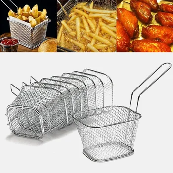 

Mini Stainless Steel French Deep Fryers Baskets Net Mesh Fries Chip Strainer Kitchen Tool Fryer Kichen Accessories Colander